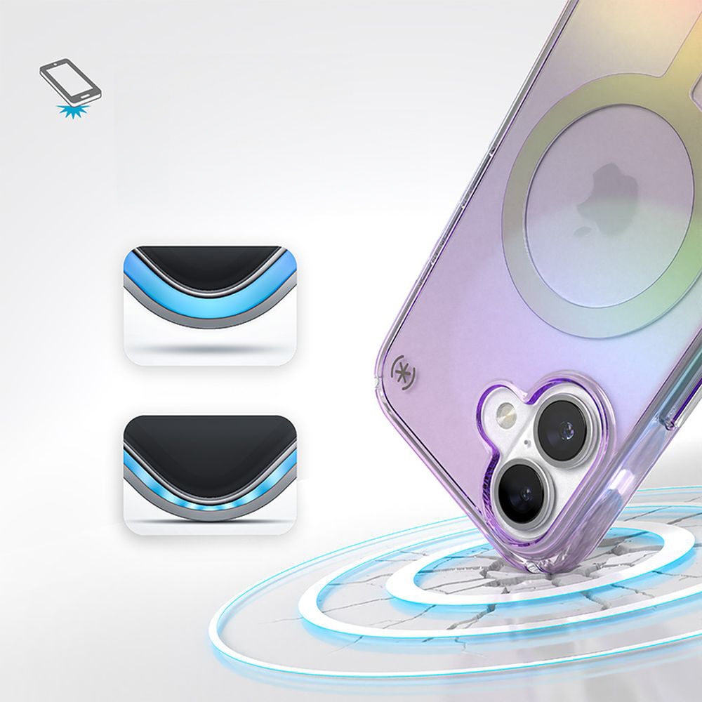 Etui z pierścieniem MagSafe Speck Presidio Lux MagSafe do Apple iPhone 16, przezroczysto-opalizujący fiolet